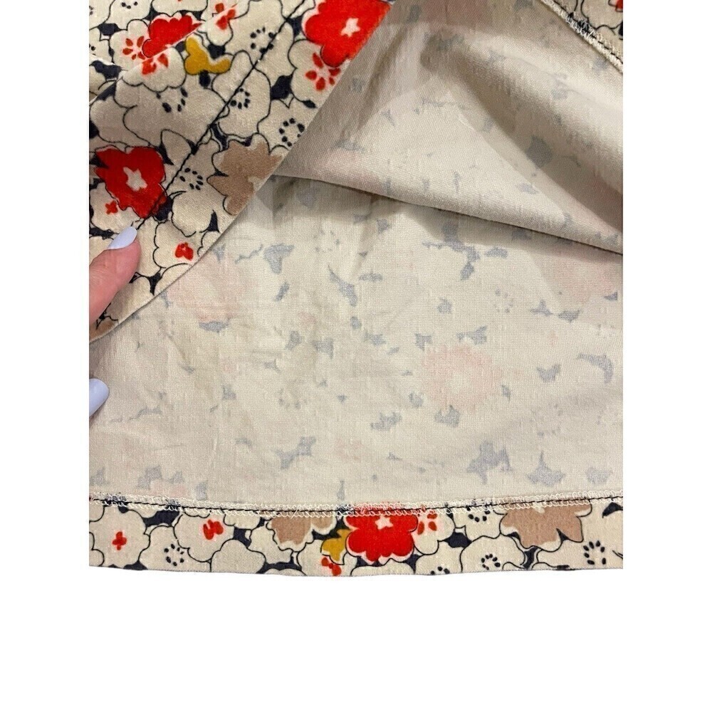 LOFT Mini Cotton Skirt Beige & Red Ditsy Floral, red and tan size 8 - Picture 4 of 14